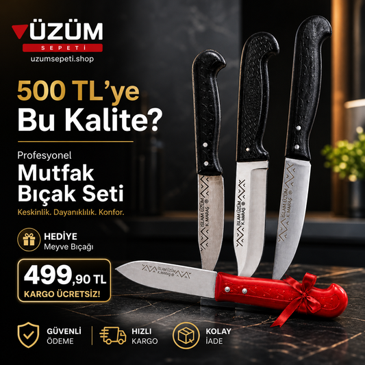 Usta Kalite 4’lü Bıçak Seti Paslanmaz Çelik Ultra Keskin Ergonomik Saplı Kargo Ücretsiz