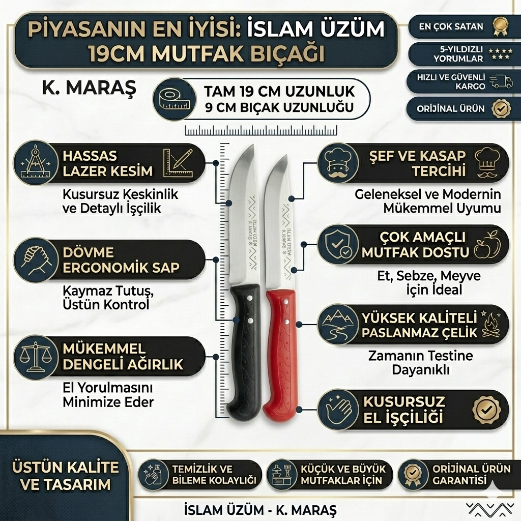 🏆 Professional #1 Kitchen Knife - 19 cm Stainless Steel (Color Options)