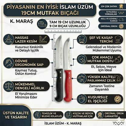 🏆 Professional #1 Kitchen Knife - 19 cm Stainless Steel (Color Options)